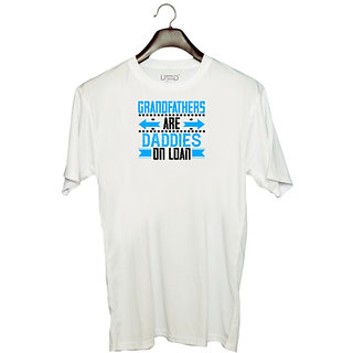 UDNAG Unisex Round Neck Graphic 'Grand Father | Grandfathers are daddies on loan' Polyester T-Shirt White