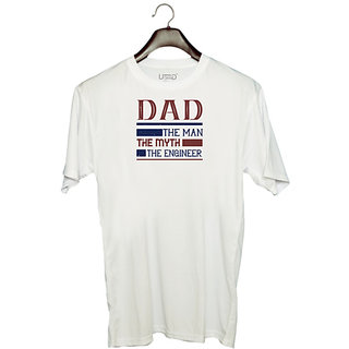 UDNAG Unisex Round Neck Graphic 'Engineer, Father | dad the man the myth the engineer' Polyester T-Shirt White