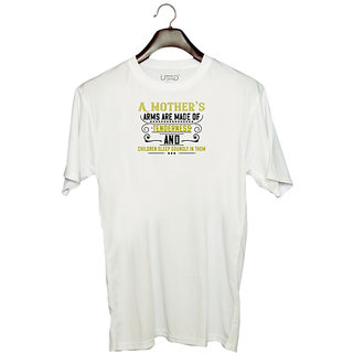 UDNAG Unisex Round Neck Graphic 'Mother | a maothers arms are made of' Polyester T-Shirt White