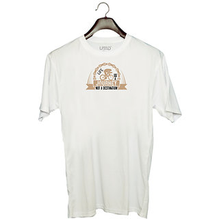 UDNAG Unisex Round Neck Graphic 'Cycling | life is a journey not a destination' Polyester T-Shirt White