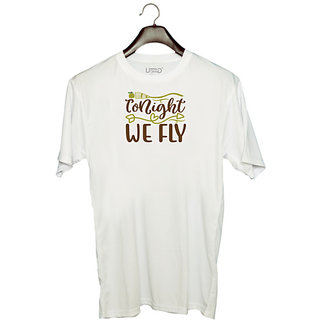 UDNAG Unisex Round Neck Graphic 'Witch | tonight we fly' Polyester T-Shirt White
