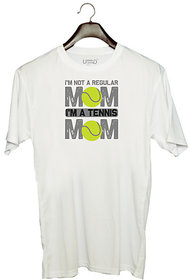 UDNAG Unisex Round Neck Graphic 'Tennis | I am not' Polyester T-Shirt White