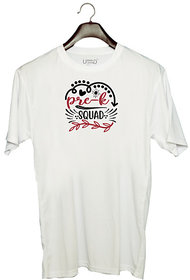 UDNAG Unisex Round Neck Graphic 'Teacher | pre-k squad' Polyester T-Shirt White