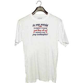 UDNAG Unisex Round Neck Graphic 'In my world everyones a ponny | Dr. Seuss' Polyester T-Shirt White