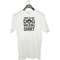 UDNAG Unisex Round Neck Graphic 'Dogs | This is my dog walking shirt' Polyester T-Shirt White