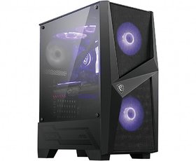 MSI MAG Forge 100M Mid Tower Gaming PC Case (Black, 2 x 120mm RGB Fans, 1 x 120mm Rear Fan, 2 x USB 3.2 Gen1 Type-A