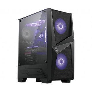 MSI MAG Forge 100M Mid Tower Gaming PC Case (Black, 2 x 120mm RGB Fans, 1 x 120mm Rear Fan, 2 x USB 3.2 Gen1 Type-A