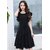 Vivient Women Black Solid Flair Georgette Short A Line Dress