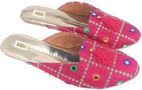 Oxhide Party Wear Pink Mules For Women