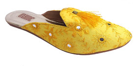 Oxhide Party Wear Yellow Mules