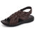 FAUSTO Men's Brown Buckle Criss Cross Strap Leather Sandals