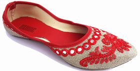 Oxhide Party Wear Red Jutti