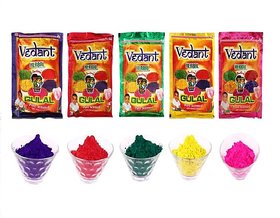 Vedant Herbal Gulal (Pack of 5, Assorted Colours)