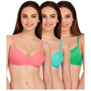 DeVry  Padded Seamed Multicolor Cotton Casual Bra Multicolors (Pack Of 3 Pc).