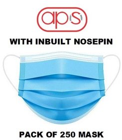 APS Melt-Blown Fabric Disposable 3 Ply Surgical Mask (Blue, Pack of 250) For Unisex