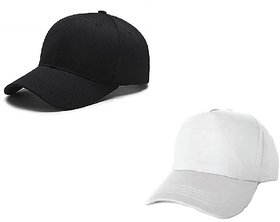 Takson Sales Unisex Black and White Cap (Pack of 2)