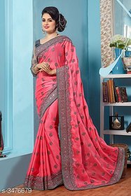 Pink Chiffon Embroidered Saree