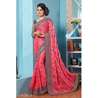 Pink Chiffon Embroidered Saree