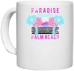 UDNAG White Ceramic Coffee / Tea Mug 'Beach | paradise palm beach' Perfect for Gifting [330ml]