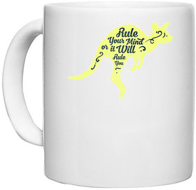 UDNAG White Ceramic Coffee / Tea Mug 'Rule | Rule your mind or it will rule you' Perfect for Gifting [330ml]