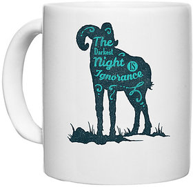 UDNAG White Ceramic Coffee / Tea Mug 'Ignorance | The darkest night is ignorance' Perfect for Gifting [330ml]