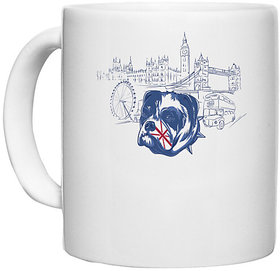 UDNAG White Ceramic Coffee / Tea Mug 'London | British Bulldog' Perfect for Gifting [330ml]