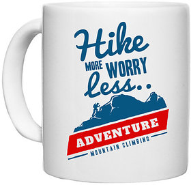 UDNAG White Ceramic Coffee / Tea Mug 'Mountain Climbing' Perfect for Gifting [330ml]