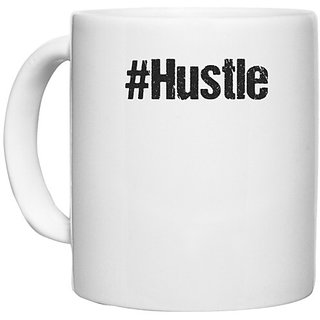 UDNAG White Ceramic Coffee / Tea Mug 'Hashtag | hustle' Perfect for Gifting [330ml]