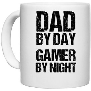 UDNAG White Ceramic Coffee / Tea Mug 'Dad | Dad by day Gamer by Night' Perfect for Gifting [330ml]