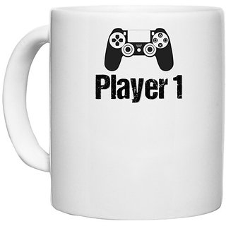 UDNAG White Ceramic Coffee / Tea Mug 'Player | Player 1' Perfect for Gifting [330ml]