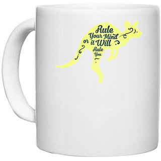 UDNAG White Ceramic Coffee / Tea Mug 'Rule | Rule your mind or it will rule you' Perfect for Gifting [330ml]