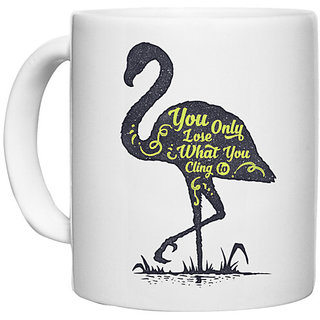 UDNAG White Ceramic Coffee / Tea Mug 'You only lose what you cling to' Perfect for Gifting [330ml]
