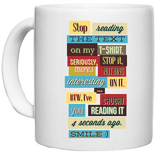 UDNAG White Ceramic Coffee / Tea Mug 'meme Smile' Perfect for Gifting [330ml]