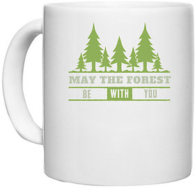 UDNAG White Ceramic Coffee / Tea Mug 'Forest' Perfect for Gifting [330ml]