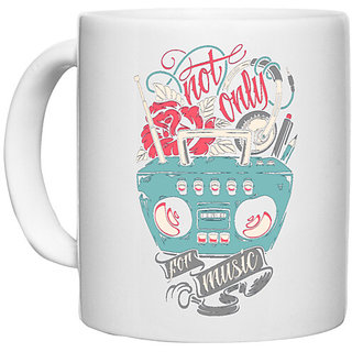 UDNAG White Ceramic Coffee / Tea Mug 'Not only for music | Radio, Rose, Music, Pen, Pencil' Perfect for Gifting [330ml]