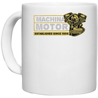 UDNAG White Ceramic Coffee / Tea Mug 'machina Motor' Perfect for Gifting [330ml]
