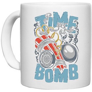 UDNAG White Ceramic Coffee / Tea Mug 'Bomb | Time bomb' Perfect for Gifting [330ml]