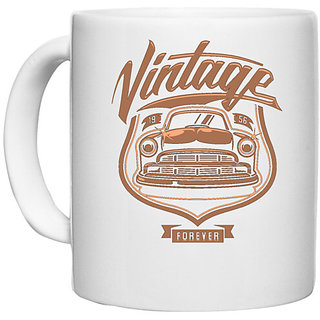 UDNAG White Ceramic Coffee / Tea Mug 'Vintage Car | Vintage Car forever' Perfect for Gifting [330ml]