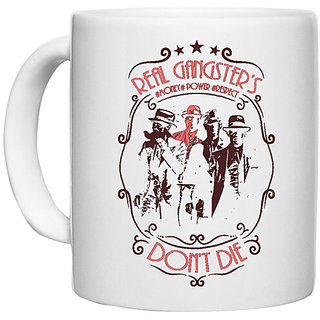 UDNAG White Ceramic Coffee / Tea Mug 'Gangster | Real Gangsters Dont Die' Perfect for Gifting [330ml]