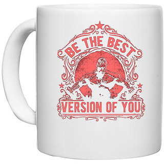 UDNAG White Ceramic Coffee / Tea Mug 'Gym | Be The Best Version Of You' Perfect for Gifting [330ml]