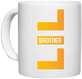 UDNAG White Ceramic Coffee / Tea Mug 'Rakshabandhan | LIL Brother' Perfect for Gifting [330ml]