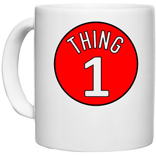 UDNAG White Ceramic Coffee / Tea Mug 'Thing | Thing 1' Perfect for Gifting [330ml]