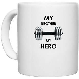 UDNAG White Ceramic Coffee / Tea Mug 'Rakshabandhan | My Brother My Hero' Perfect for Gifting [330ml]