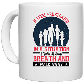 UDNAG White Ceramic Coffee / Tea Mug 'Walking | I feel frustrated in a situation' Perfect for Gifting [330ml]