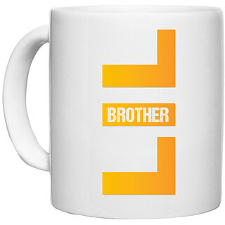 UDNAG White Ceramic Coffee / Tea Mug 'Rakshabandhan | LIL Brother' Perfect for Gifting [330ml]