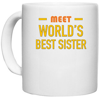 UDNAG White Ceramic Coffee / Tea Mug 'Brother Sister | Meet Worlds best Sister' Perfect for Gifting [330ml]