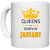 UDNAG White Ceramic Coffee / Tea Mug 'Birthday | Queens are born in January' Perfect for Gifting [330ml]