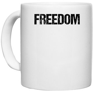 UDNAG White Ceramic Coffee / Tea Mug 'Freedom' Perfect for Gifting [330ml]