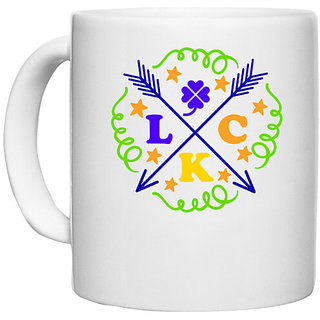 UDNAG White Ceramic Coffee / Tea Mug 'Lock | luck' Perfect for Gifting [330ml]