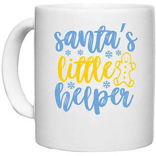 UDNAG White Ceramic Coffee / Tea Mug 'Christmas Santa | santa's little helperrr' Perfect for Gifting [330ml]